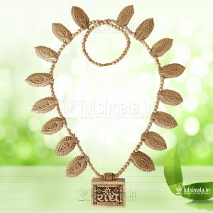 Custom Design Shri Radhe Bhaktmal Radha Carved Leaf Tulsi Locket Mala