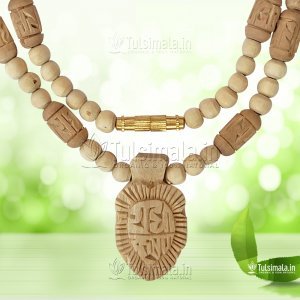Iskcon Shri Radha Krishna Tulsi Locket Mala With Radha Carved Beads 5mm
