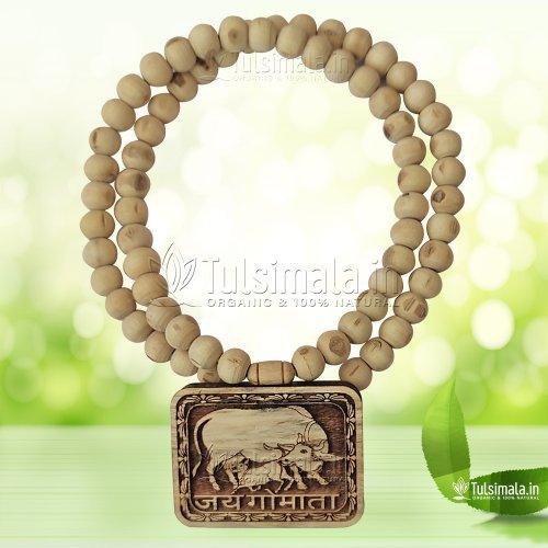Jai Gaumata Tulsi Locket with Fine cut Beads 8mm