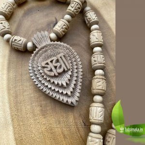 Custom Design Radha Hand Carved Tulasi Pendant 10mm Beads 22 Inches Full Length