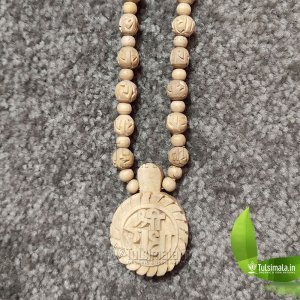 Round Shape Original Tulsi Locket Shri Radha Naam Carved Beads 8mm for Men and Women