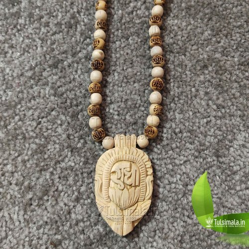 Shri Radha Tulsi Locket Mala 10mm Bead Size Radha Curved Mala Full Length 20 Inches