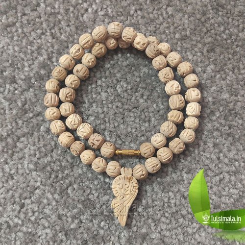 Iskcon Shri Radha caving Beads Original Tulsi Locket Mala 10mm Bead Size 18 Inches full Length