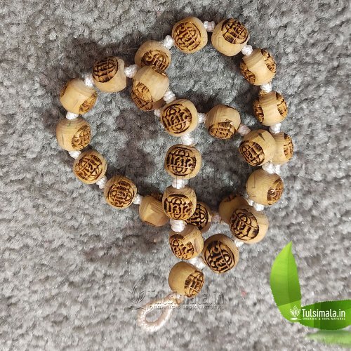 27+1  Original Tulsi Japa Mala Radha Carved  12mm Size