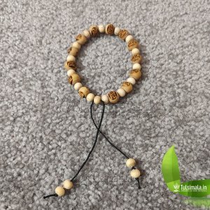 Original Tulsi Beads  Shri Radha Carved Round Shape Beads 10mm size, Standard Size with Adjustable Thread