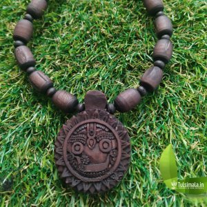 Jagannath Pendant Tulsi Beads Mala 10mm Original Tulasi Beads Dark Brown