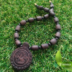 Jagannath Pendant Tulsi Beads Mala 10mm Original Tulasi Beads Dark Brown