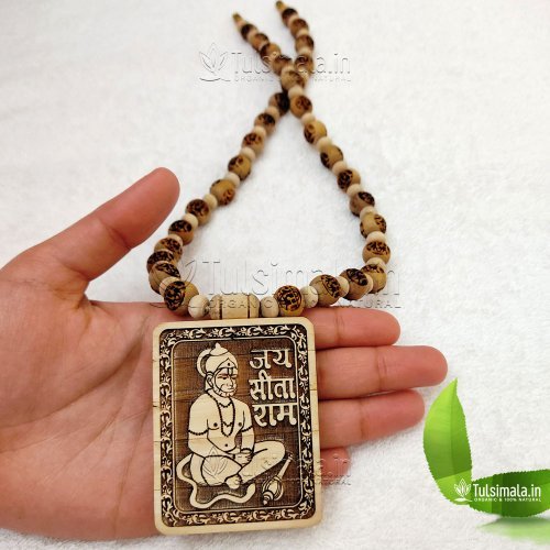 Shri Balaji Hanuman Pendant Pure Tulsi Locket Shri Sitaram Mala