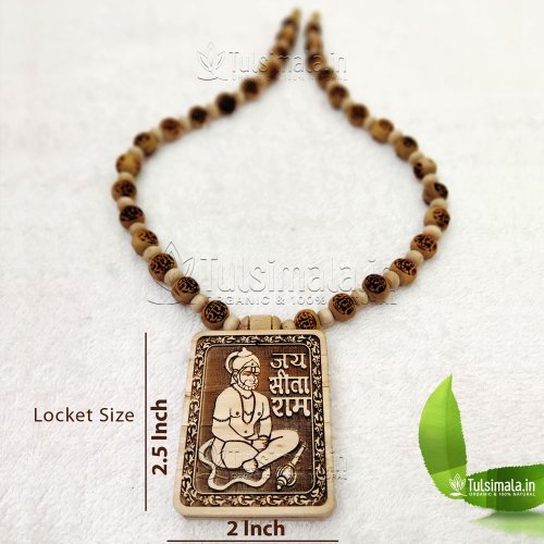 Shri Balaji Hanuman Pendant Pure Tulsi Locket Shri Sitaram Mala