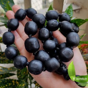 Handmade  27+1 Beads Original Tulsi Japa Mala 18 mm Black Colour