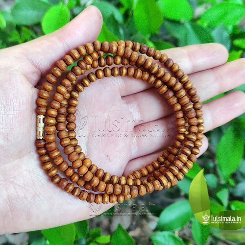 Two Round Original Tulsi Kanthi Mala in Golden Color
