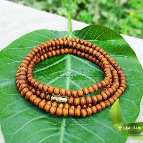 Two Round Original Tulsi Kanthi Mala in Golden Color