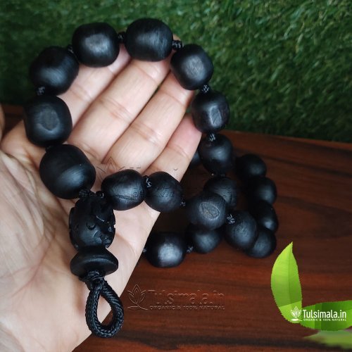 Handmade  27+1 Beads Original Tulsi Japa Mala 18 mm Black Colour