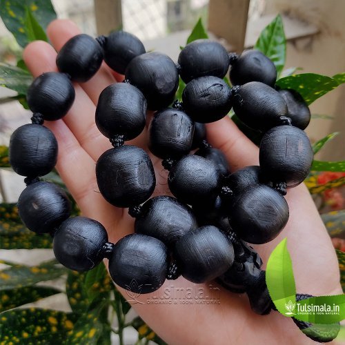 Handmade  27+1 Beads Original Tulsi Japa Mala 18 mm Black Colour