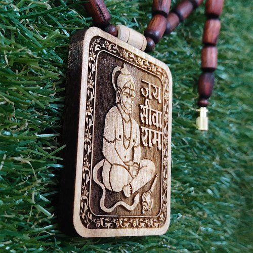 Shri Balaji Hanuman Ji Rama Tulsi Made Locket Mala Written on Locket