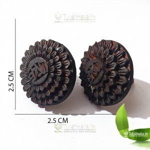 Iskcon Tulsi Eaaring Shri Krishna Carving Original Tulsi Wood Handmade Design Earrings 2.5cmx2.5cm for men and Women