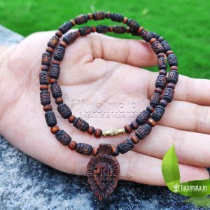 ISKCON Shri Radha Tulsi Locket Mala with Radha Nam carving Beads 7mm Handmade Locket Mala Length 18 Inches Actula Mala Photo Shown
