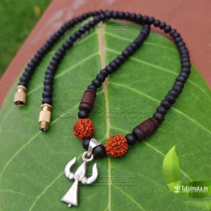 Lord Shiva Trishul Pure  Silver Locket Mala Necklace for Men, Women, Girls and Boys 3
