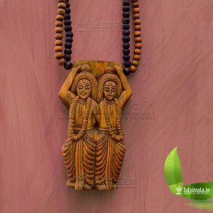 Shri Gaur Nitai Double Layer Tulsi Locket Mala With Golden and Black Beads 8mm Size Mala ful Length 32 Inches Actula Photo Shown 3