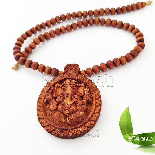 Shri Ganesh ji Locket Mala in Dark Golden Color with 10mm Size Super Fine  Beads Mala Length 24 Inches Actual Mala Photo Shown