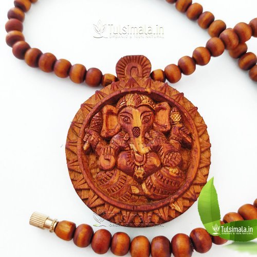 Shri Ganesh ji Locket Mala in Dark Golden Color with 10mm Size Super Fine  Beads Mala Length 24 Inches Actual Mala Photo Shown