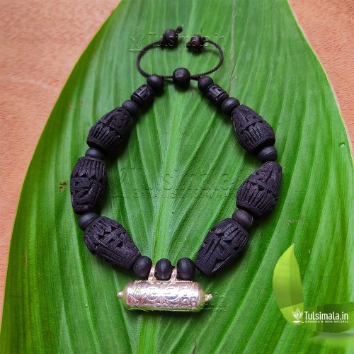 Original Tulsi Sri Radha Written Beads Bracelets In Pure Silver Narasimhan Kavach