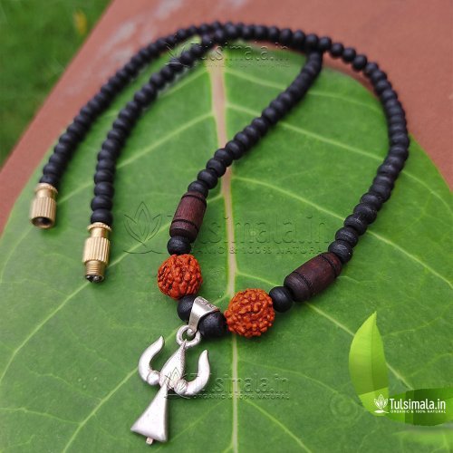 Lord Shiva Trishul Pure  Silver Locket Mala Necklace for Men, Women, Girls and Boys