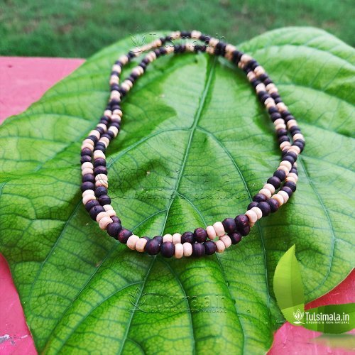 Two Round Designer Tulsi Kanthi Mala with Black and White 4mmBeads Size 33 Inches Length