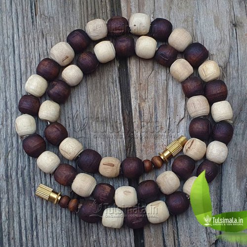 1 Round ISKCON Tulsi Kanthi Mala balck Nad White Tulsi Beads 8mm