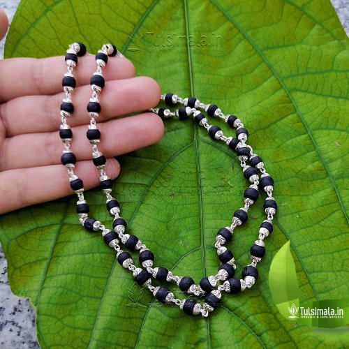 2mm Black Tulsi Beads SilverCaping Original Tulsi Kanthi Mala
