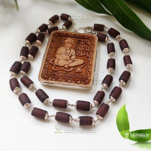 Pure Silver Cap Shri Sitaram Locket Tulsi Mala 26 Inches