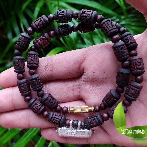Shri Narasimha Kavacha Pure Silver with Radha Carving  Original Tulsi Beads