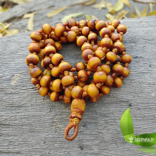 108+1 Golden Colour Original Tulsi Japa Mala 14mm Beads