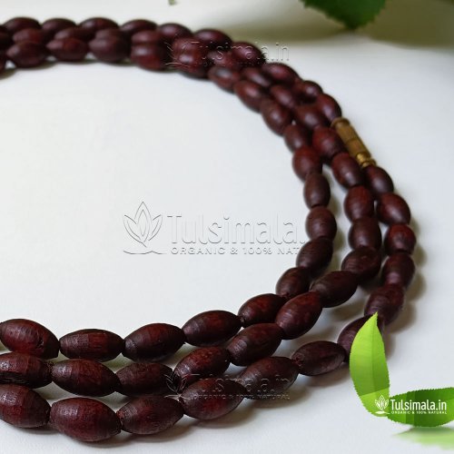3 Round Oval Shape Original Tulsi Kanthi Mala Dark Brown 7mm Bead Size