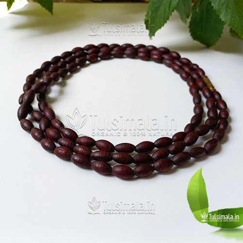 3 Round Oval Shape Original Tulsi Kanthi Mala Dark Brown 7mm Bead Size