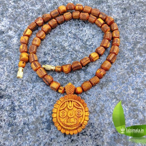 Sri jagannath Tulsi Locket Mala in Yellow Color Original Tulsi Beads Mala 22 Inches Length