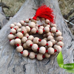 108+1 Beads with Beautiful Red Tussel Original Tulsi Japa Mala 3