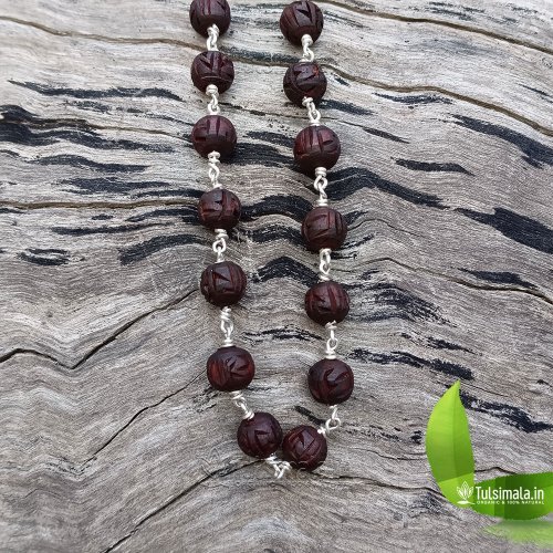 Sri Radha Written Original Tulsi Beads with Pure Silver Neck Mala
