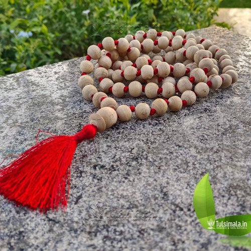 108+1 Beads with Beautiful Red Tussel Original Tulsi Japa Mala