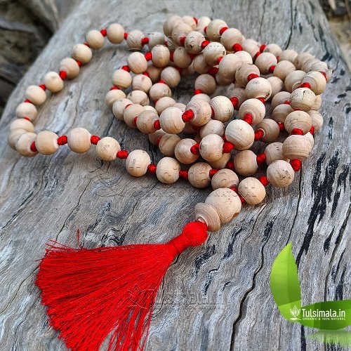 108+1 Beads with Beautiful Red Tussel Original Tulsi Japa Mala