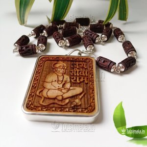 Pure Silver Made Shri Sitaram Pendant Original Tulsi Beads Ram Name Design