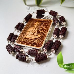 Pure Silver Made Shri Sitaram Pendant Original Tulsi Beads Ram Name Design