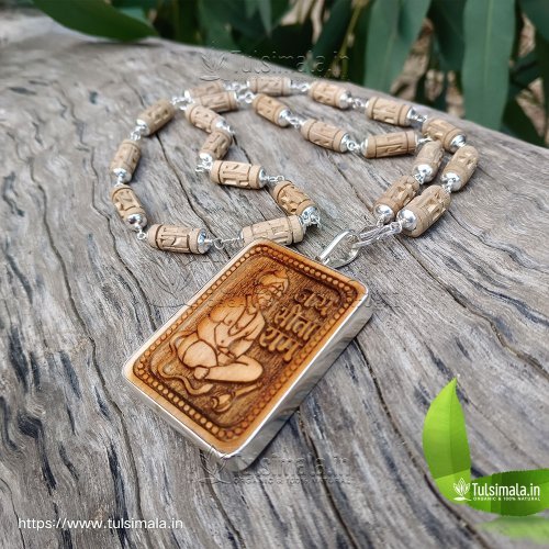 Sitram Original Tulsi Beads Locket Mala with pure Silver mala