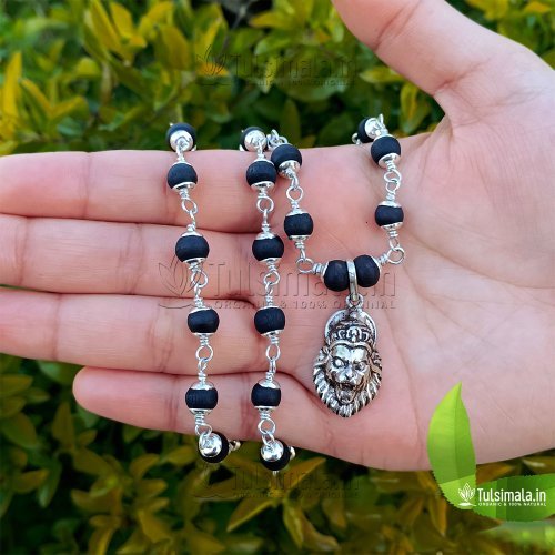 KRISHNA Tulsi Mala Shri Narasimha Silver Locket 92.5% Purity Guarantee