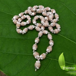 54+1 Beads Original Tulsi Mala in Pure Silver Made 8mm Beads