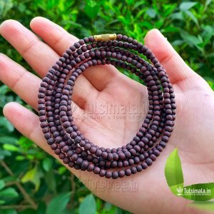 3 Round Original Tulsi Kanthi Mala 2.5mm Beads Size Dark Brown