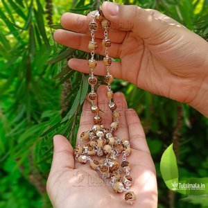 54+1 Shri Radha Design Original Tulsi with Pure Silver Cap 8mm Beads 3