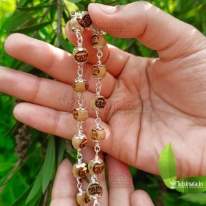 54+1 Shri Radha Design Original Tulsi with Pure Silver Cap 8mm Beads