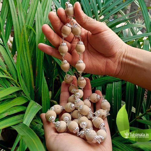 27+1 Original Tulsi Beads Mala with 92.5% Pure Silver