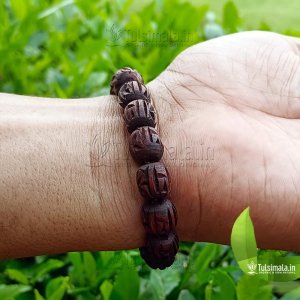 Original Tulsi Bracelet Radha Name Design Handmade Dark Brown For Ladies & Mens 8 Inches Length